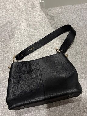 Strathberry Black Leather Shoulder Bag with Gold Hardware